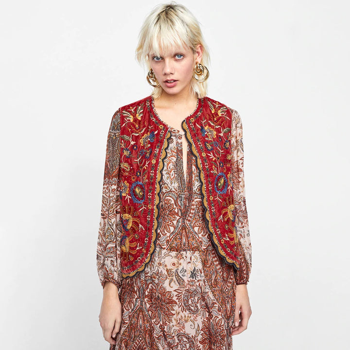 Velora™ | Floral Velvet Boho Vest