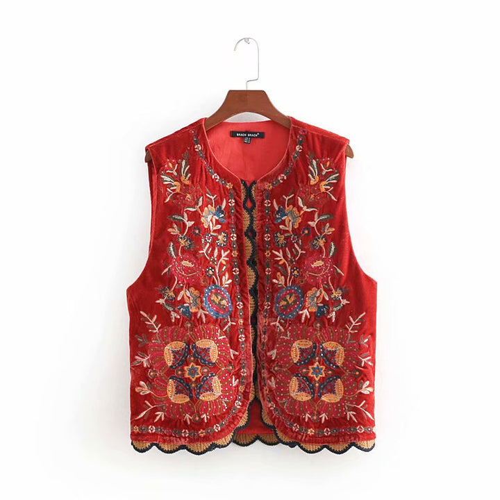 Velora™ | Floral Velvet Boho Vest