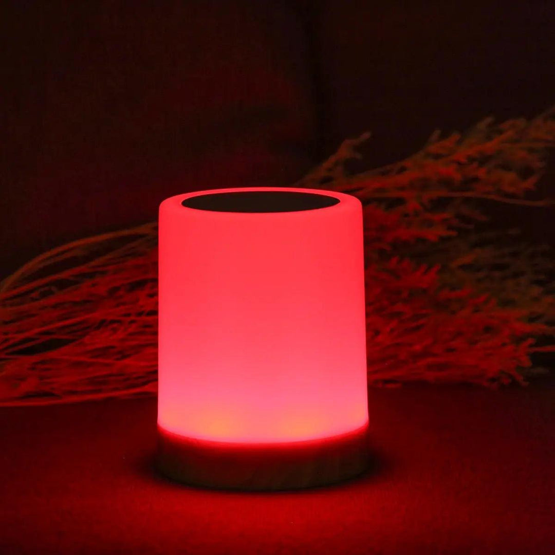 Bærbar Touch Sensor LED Lampe i Træ - Genopladelig Ambient Belysning