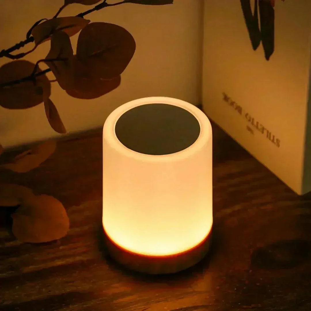Bærbar Touch Sensor LED Lampe i Træ - Genopladelig Ambient Belysning