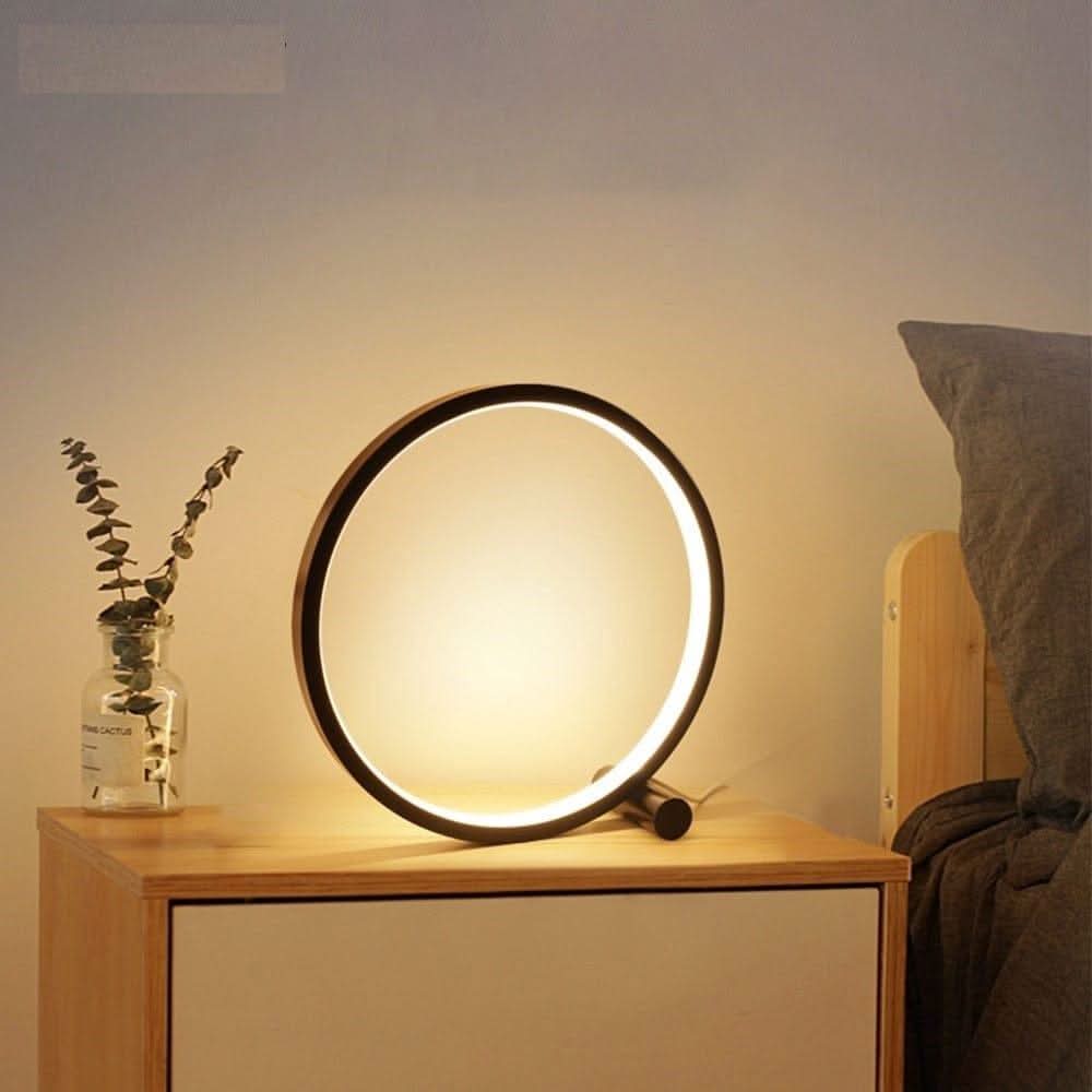 Moderne LED Halo Bordlampe i Aluminium og Akryl