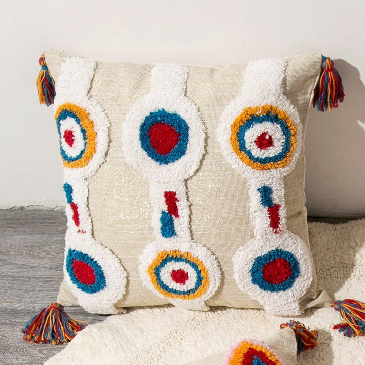 Håndlavet Marokkansk Boho Pude Cover med Uldkvaster