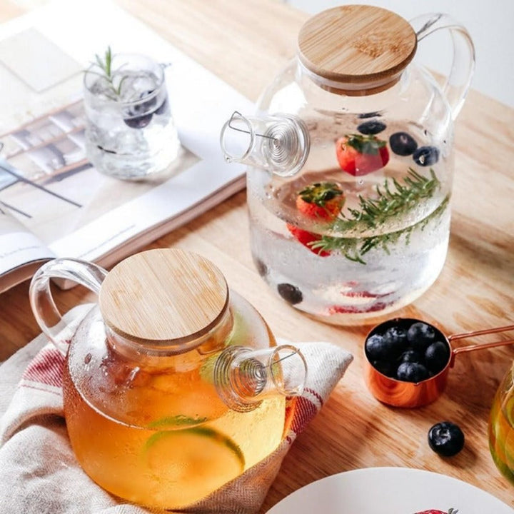 Borosilikatglas Teapot Sæt med Eg Tray og Kopper