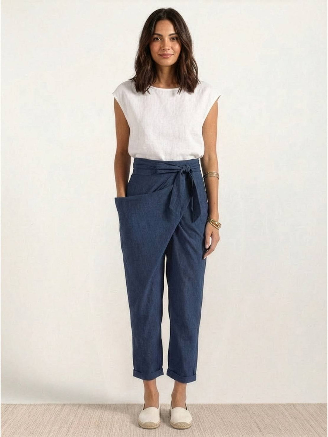 Atlas | Kvinders Høj Talje Wrap Front Cropped Tapered Bukser
