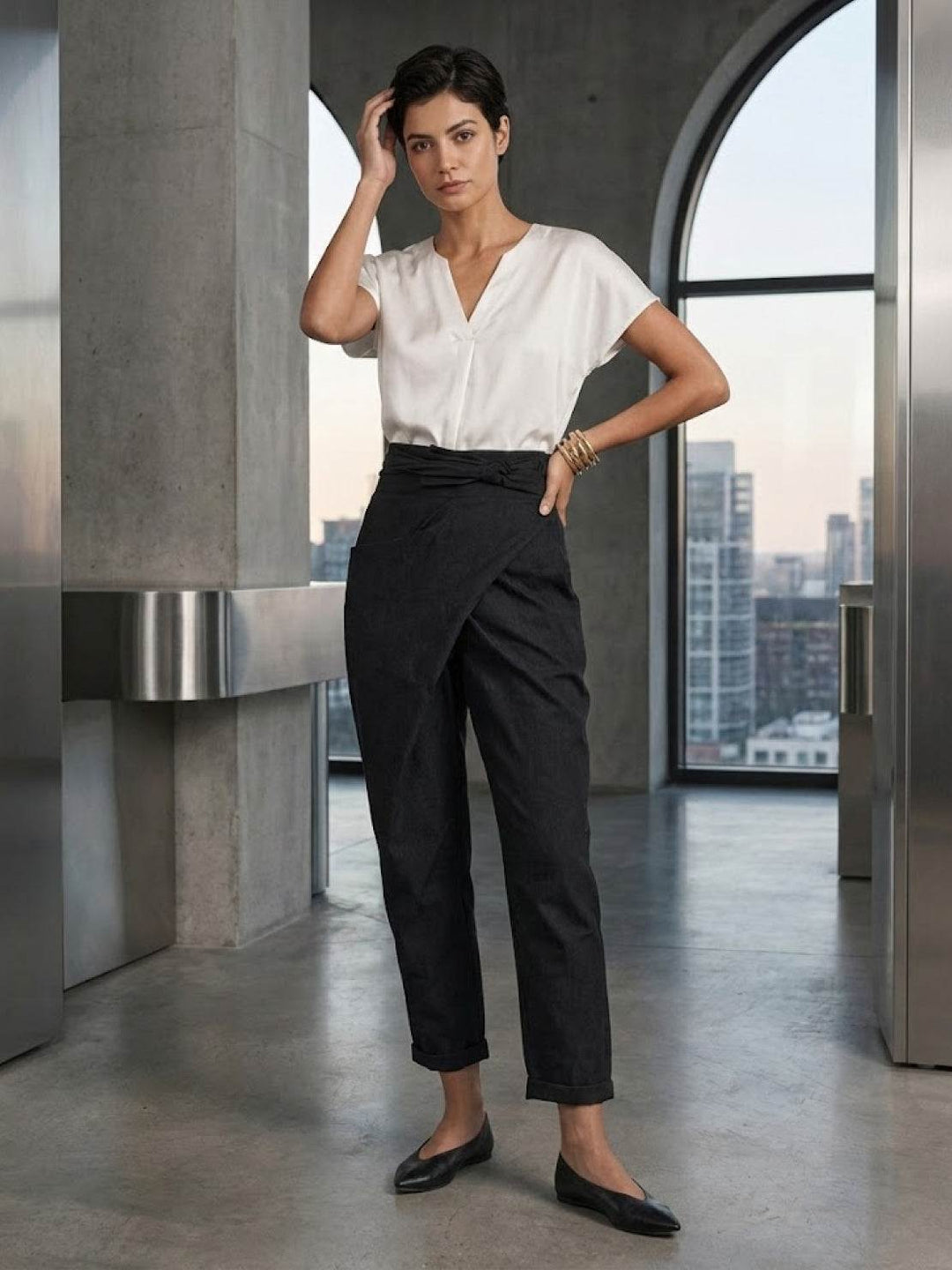 Atlas | Kvinders Høj Talje Wrap Front Cropped Tapered Bukser