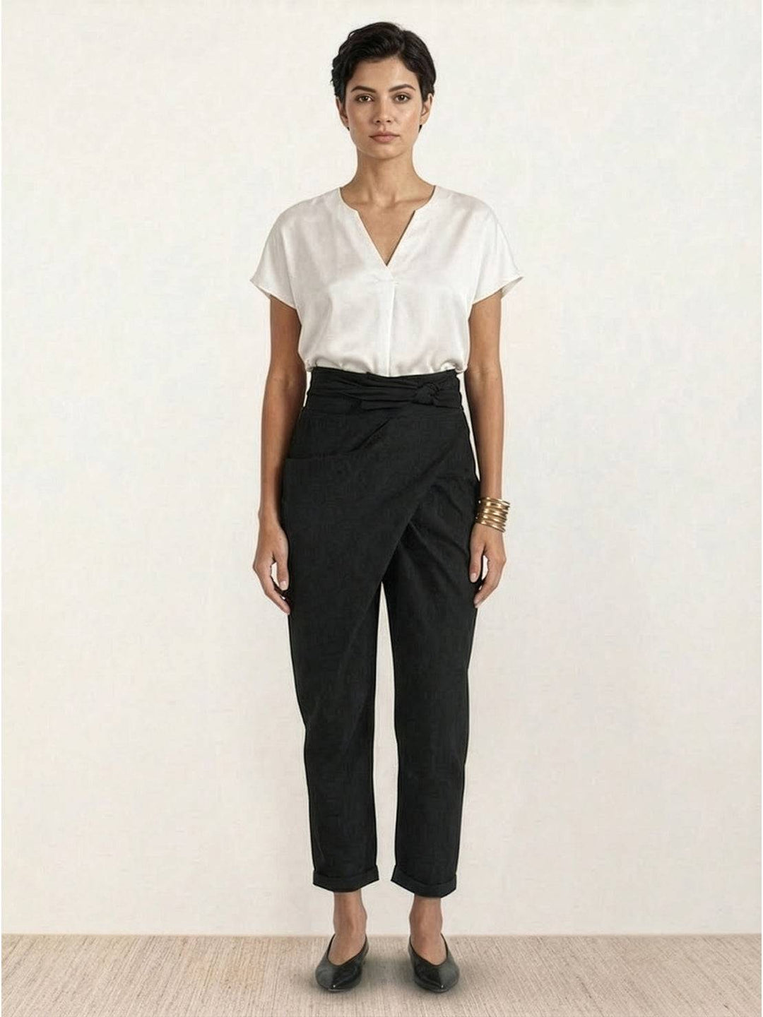 Atlas | Kvinders Høj Talje Wrap Front Cropped Tapered Bukser