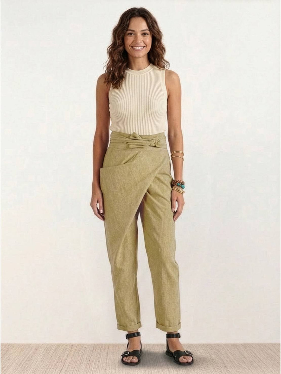 Atlas | Kvinders Høj Talje Wrap Front Cropped Tapered Bukser