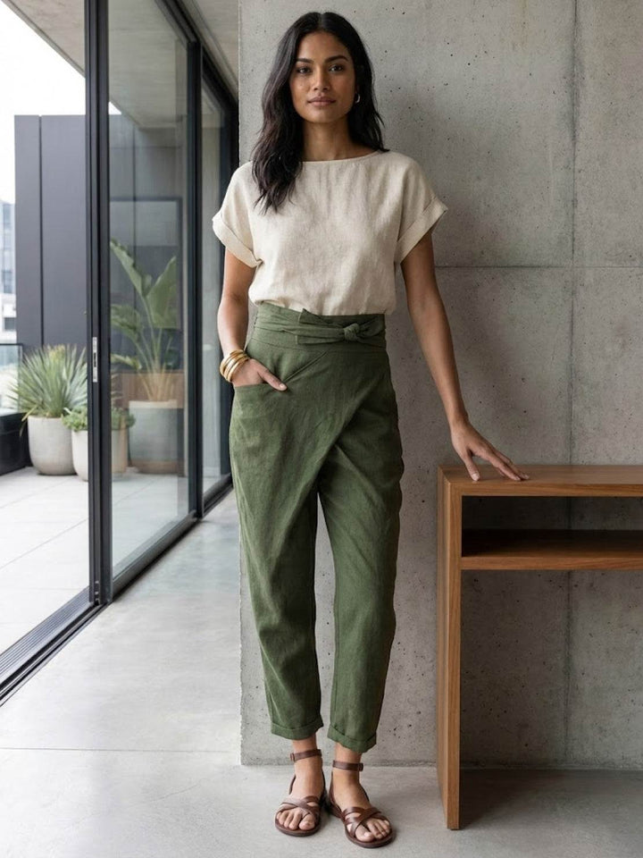 Atlas | Kvinders Høj Talje Wrap Front Cropped Tapered Bukser
