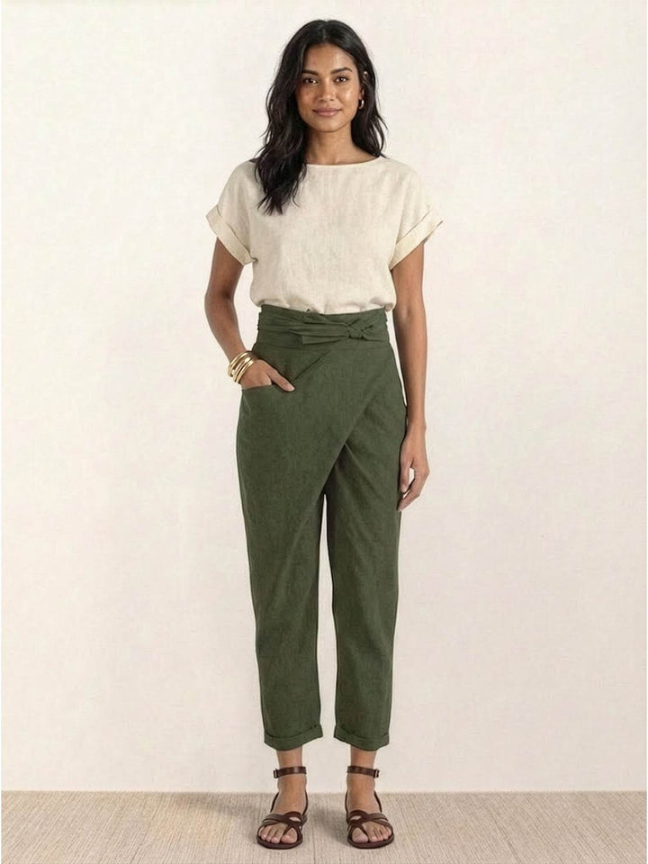 Atlas | Kvinders Høj Talje Wrap Front Cropped Tapered Bukser