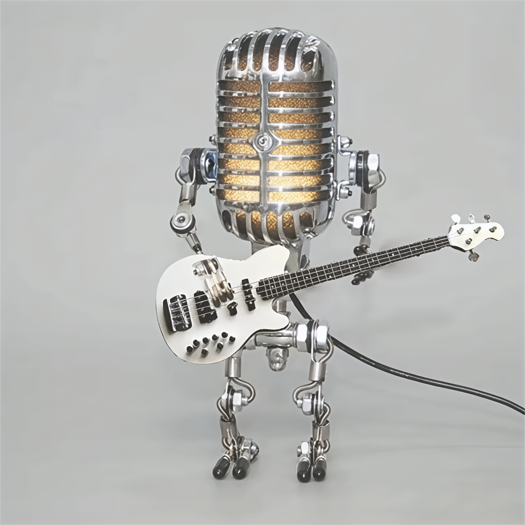 Robot Bordlampe med Dæmpbart LED Lys og Guitar Design