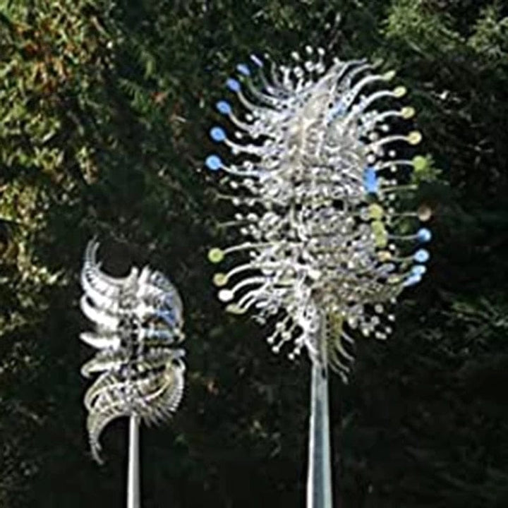 Solenergi Metal Vindmølle med LED-lys og Farverige Blade