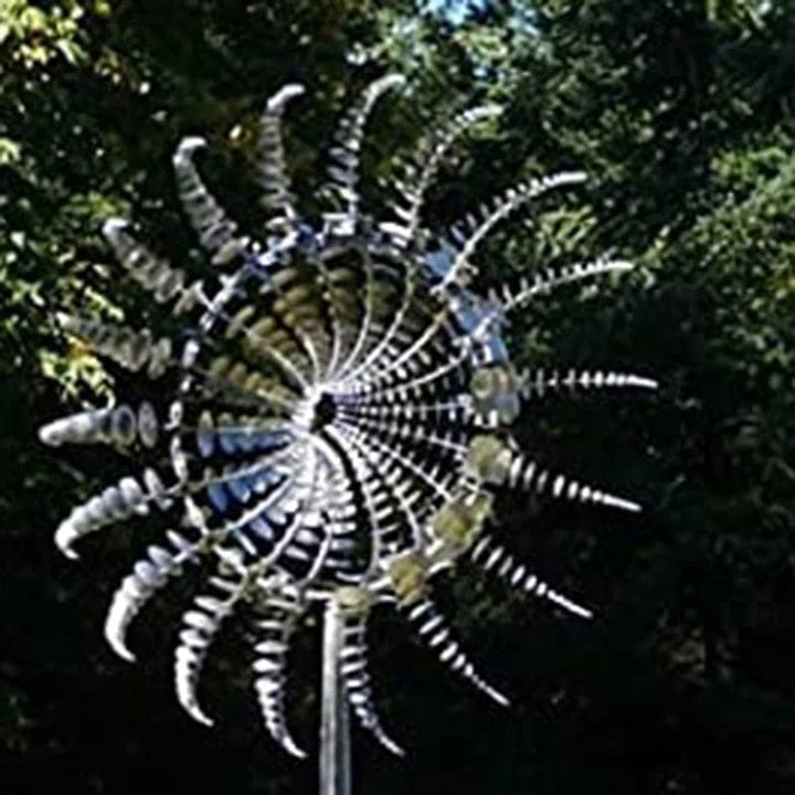 Solenergi Metal Vindmølle med LED-lys og Farverige Blade