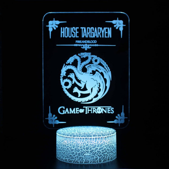 Hus Targaryen 3D Lampe med Blød LED Belysning