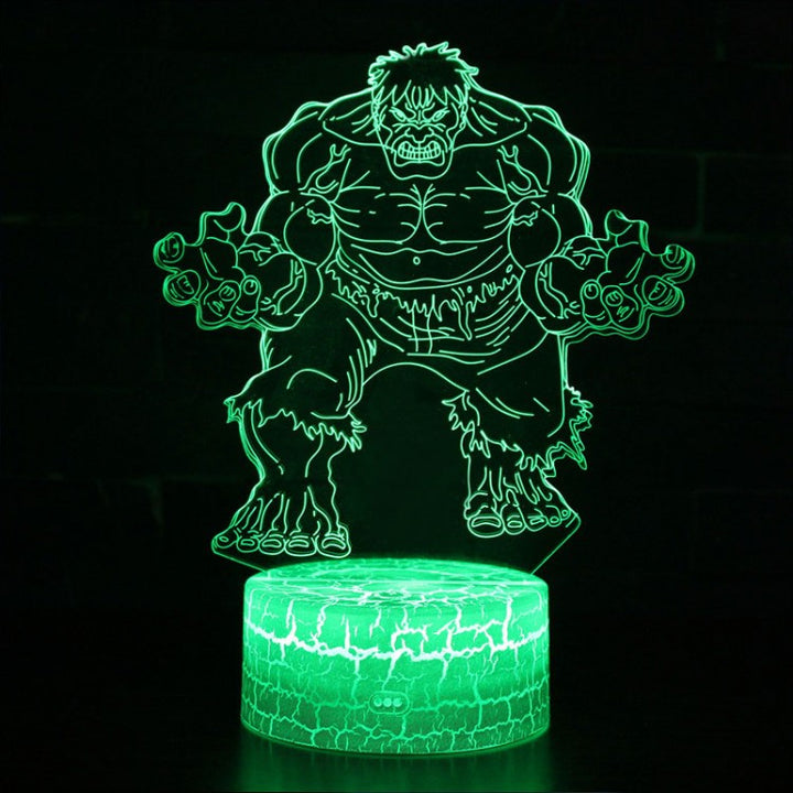 3D LED Lampe med Hulk fra Marvel