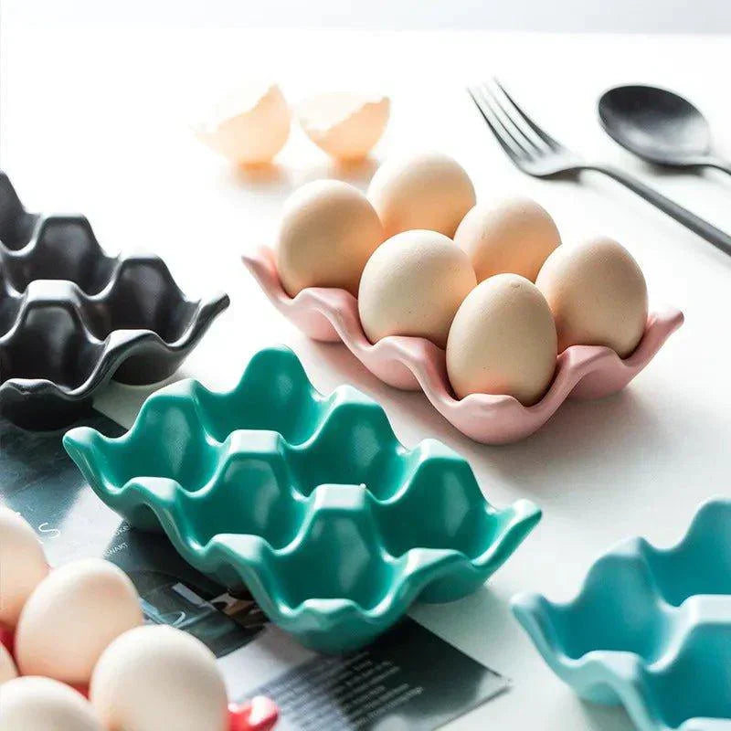 Keramisk Æggeplade til 6 Æg i Elegant Design