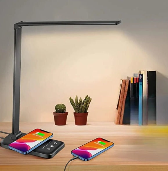 Justerbar LED Skrivebordslampe med Opladningsport og Berøringskontrol