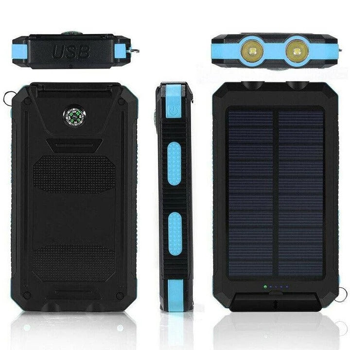 Vandtæt 30.000mAh Solenergi Power Bank med Flere USB-porte