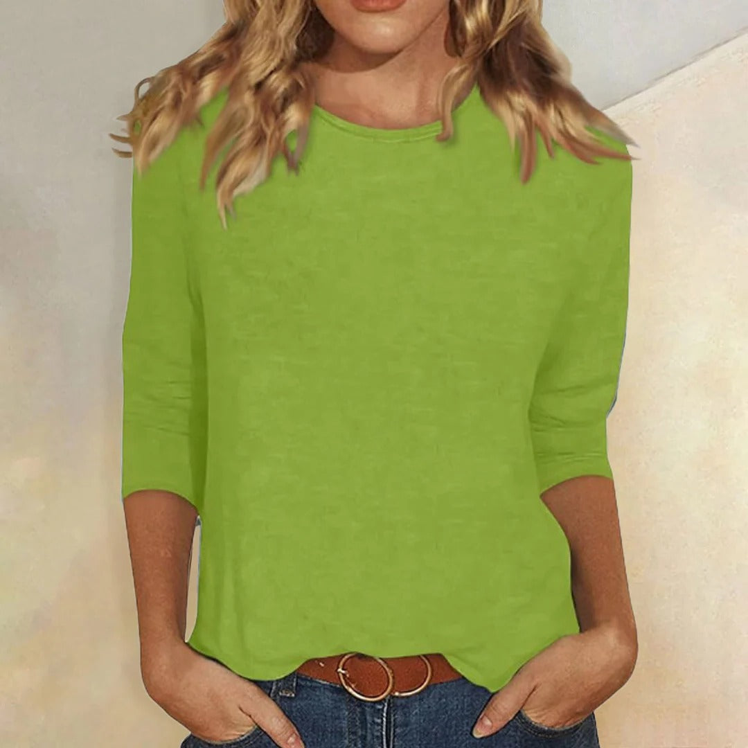 Stella | Kvinders Crew Neck 3/4 Ærme Casual Hverdags Top