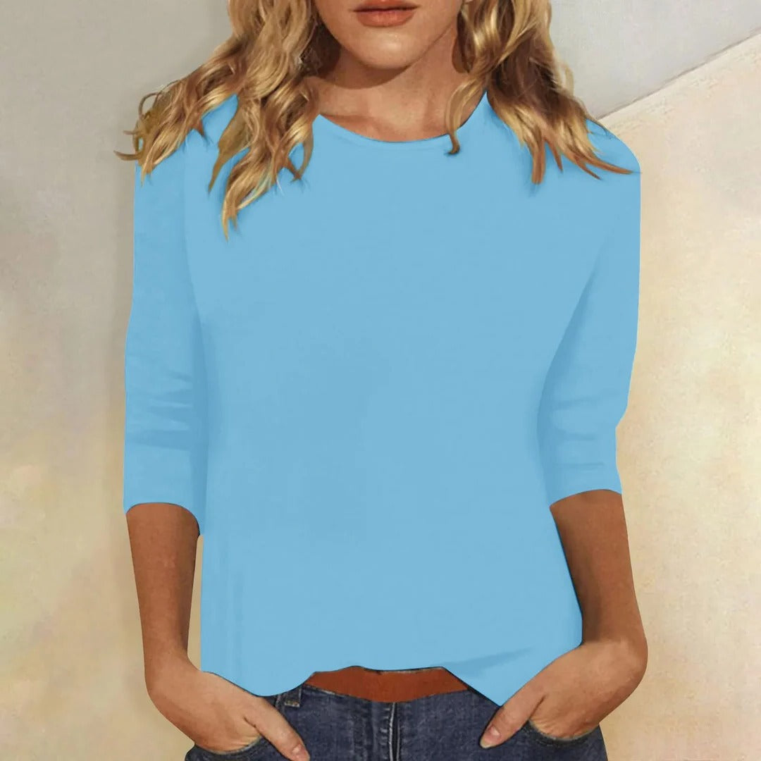 Stella | Kvinders Casual Crew Neck 3/4 Ærme Hverdags Top