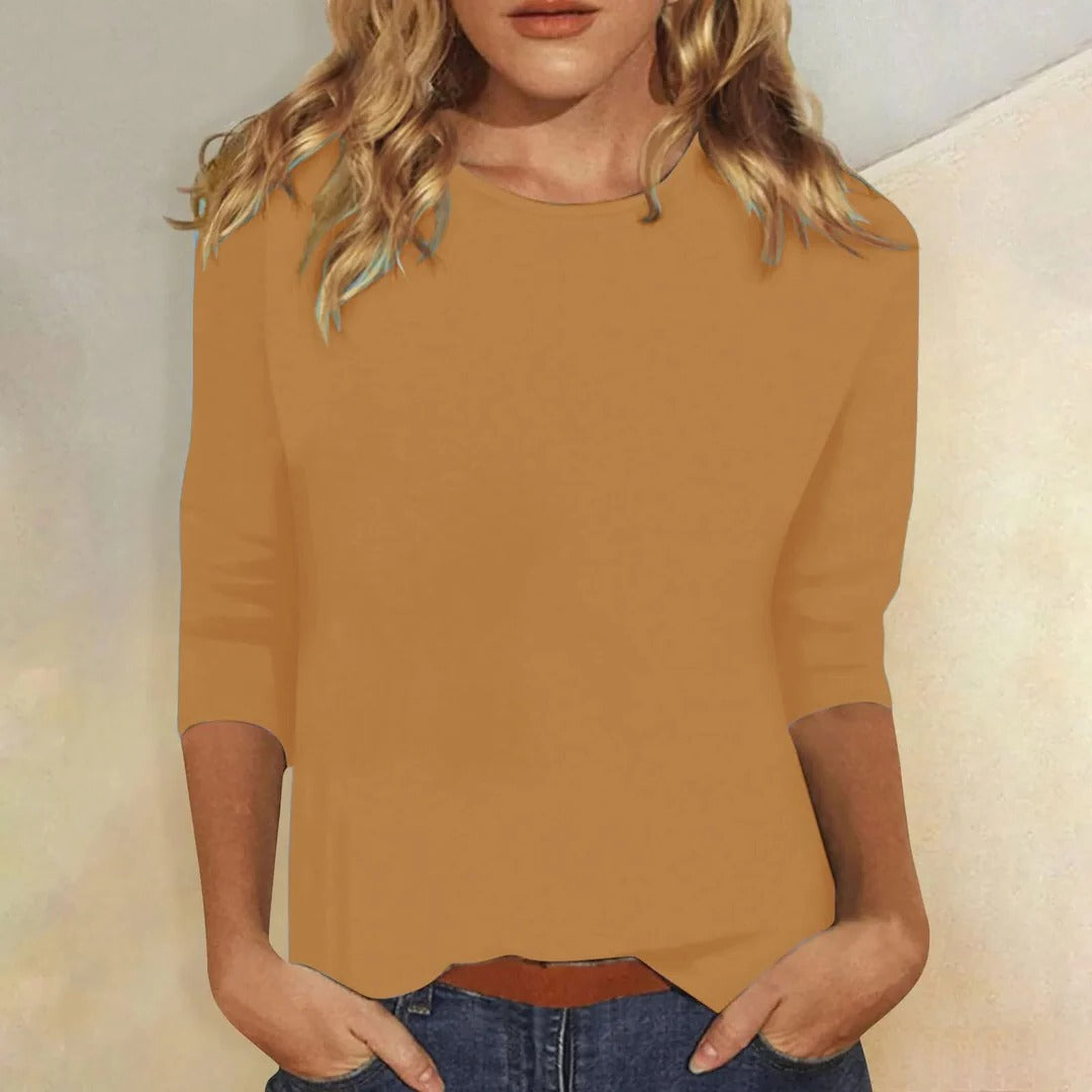Stella | Kvinders Crew Neck 3/4 Ærme Casual Hverdags Top