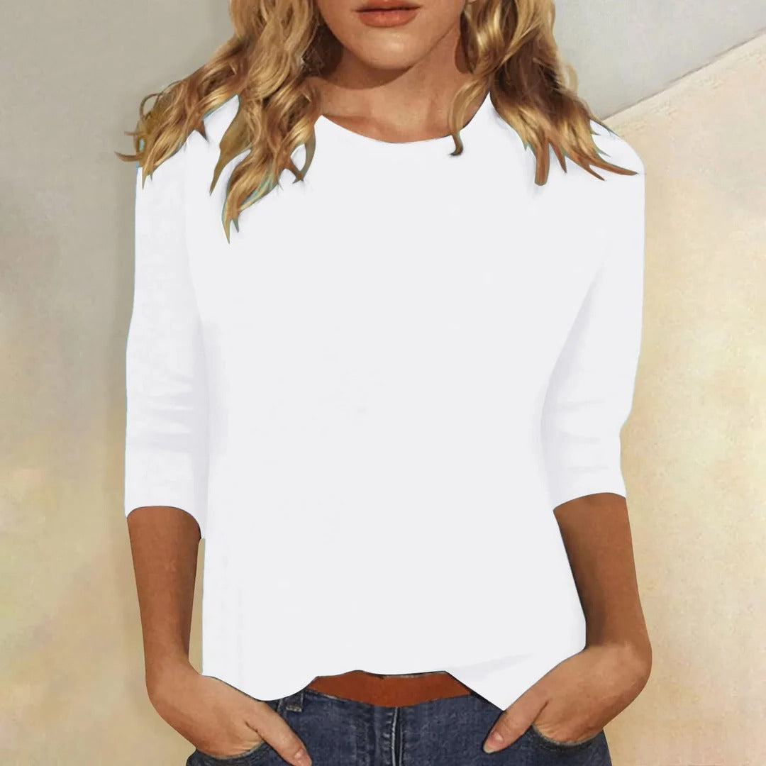 Stella | Kvinders Casual Crew Neck 3/4 Ærme Hverdags Top