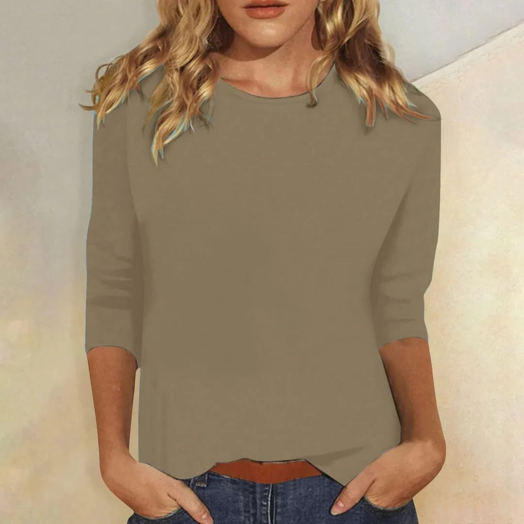 Stella | Kvinders Casual Crew Neck 3/4 Ærme Hverdags Top