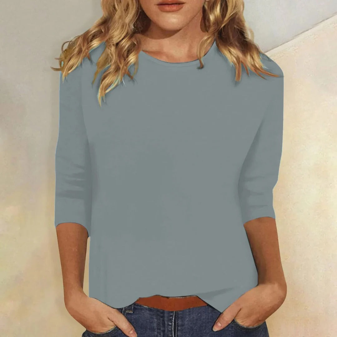 Stella | Kvinders Casual Crew Neck 3/4 Ærme Hverdags Top