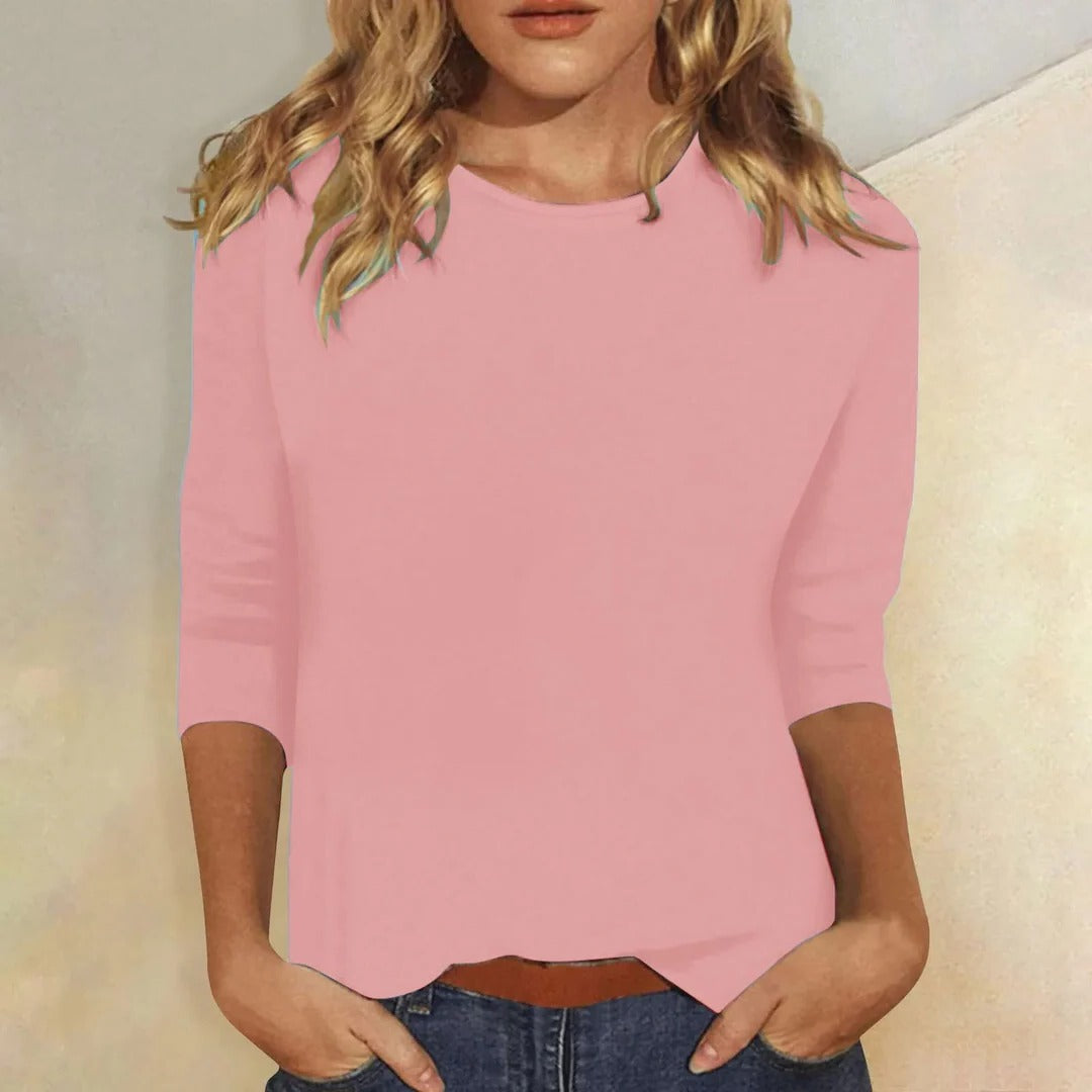 Stella | Kvinders Casual Crew Neck 3/4 Ærme Hverdags Top