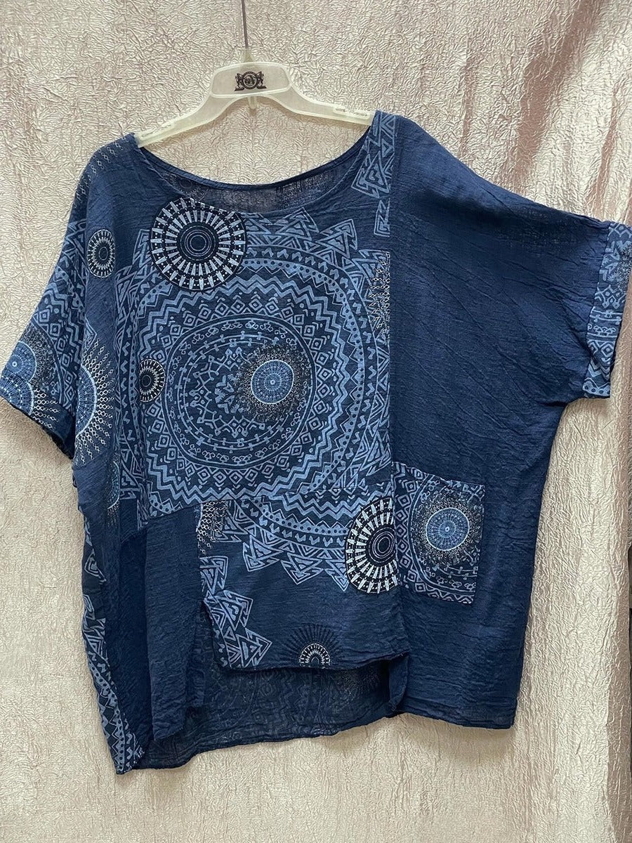 Zahara | Kvinders Mandala Print Top & Bred Ben Bukser Co-Ord Sæt