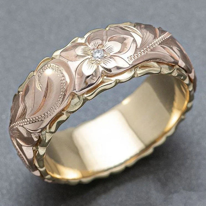 Vintage Rose Blomst Guld Ring