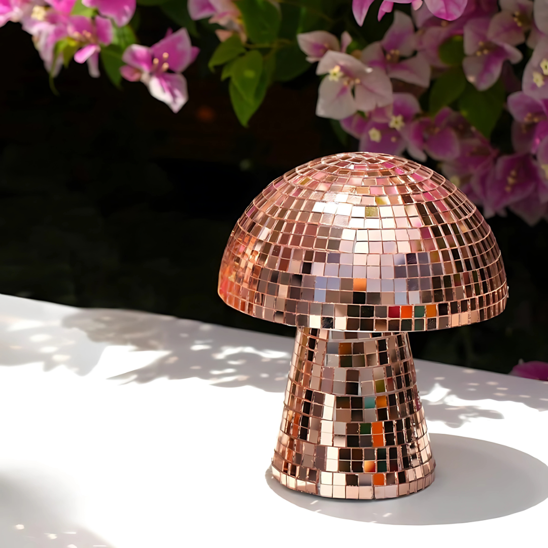 Metallic Svampe Bordlampe med Reflekterende Fliser