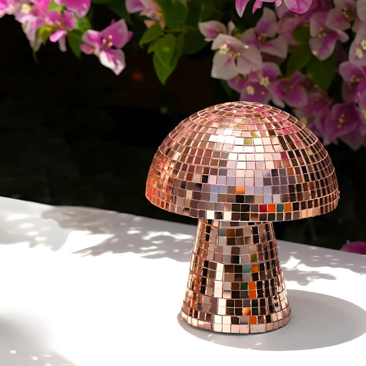 Metallic Svampe Bordlampe med Reflekterende Fliser