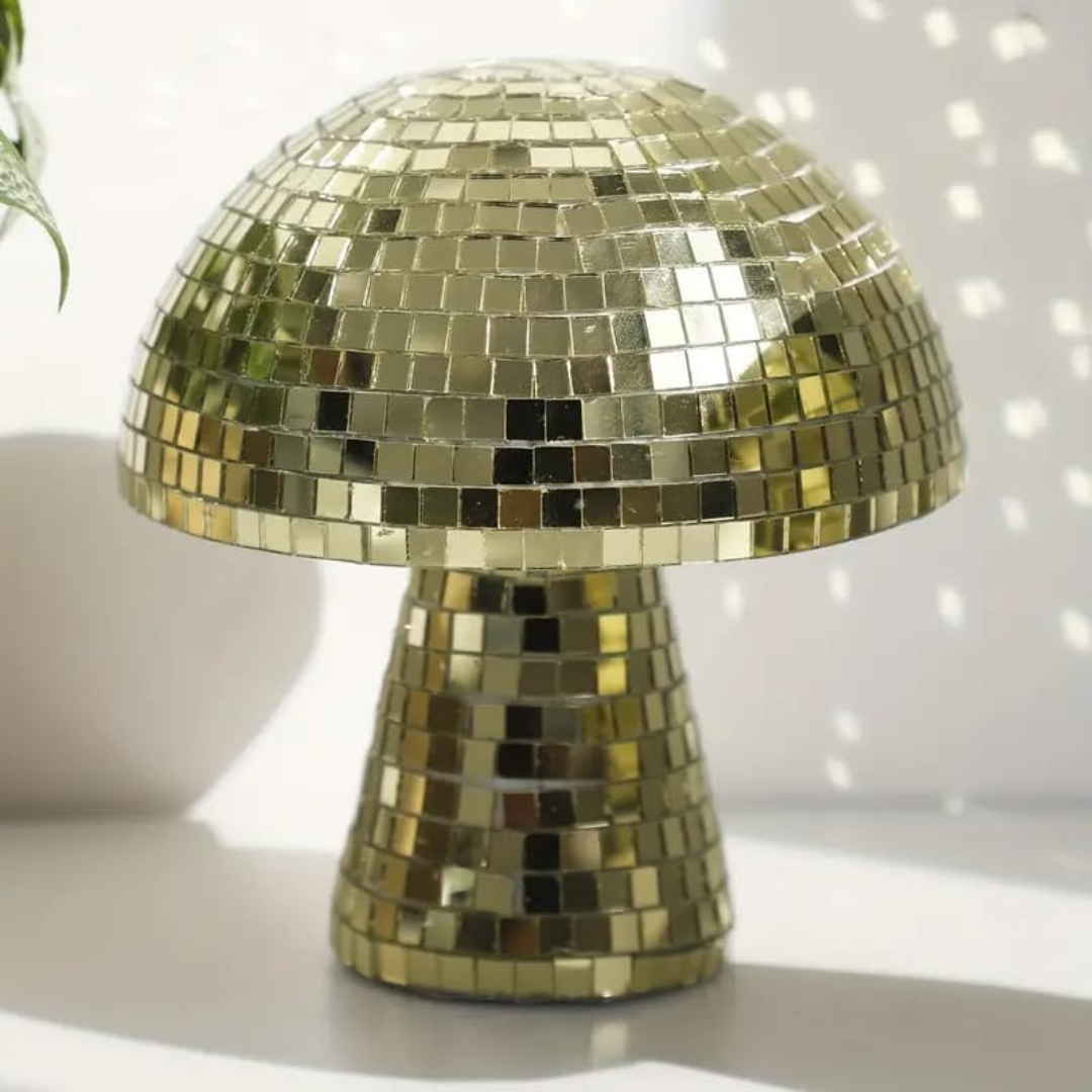 Metallic Svampe Bordlampe med Reflekterende Fliser