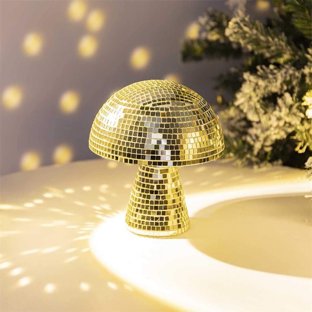Metallic Svampe Bordlampe med Reflekterende Fliser