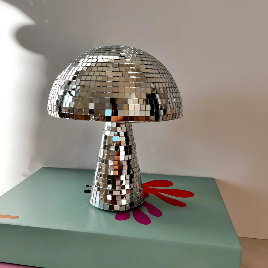 Metallic Svampe Bordlampe med Reflekterende Fliser