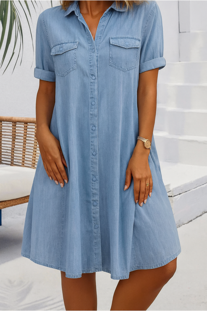 Jennifer™ | Letvægts Denim-look Kjole