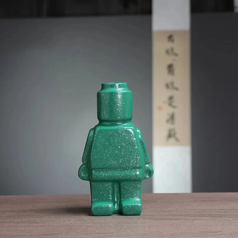 Lego-inspireret Keramisk Blomsterpotte i Minimalistisk Design