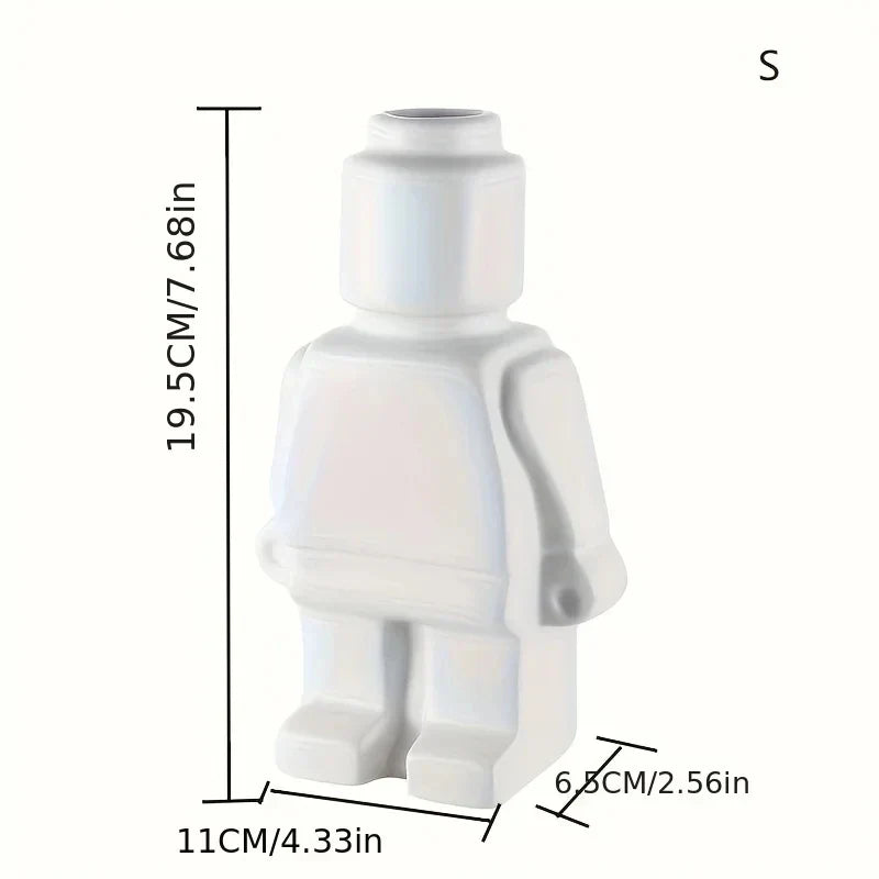 Lego-inspireret Keramisk Blomsterpotte i Minimalistisk Design