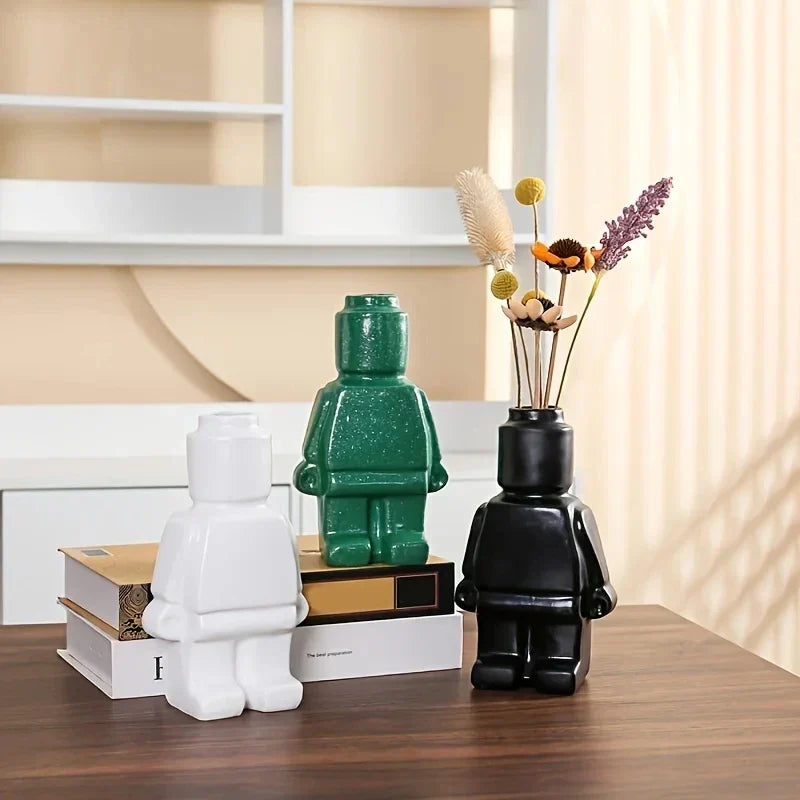 Lego-inspireret Keramisk Blomsterpotte i Minimalistisk Design