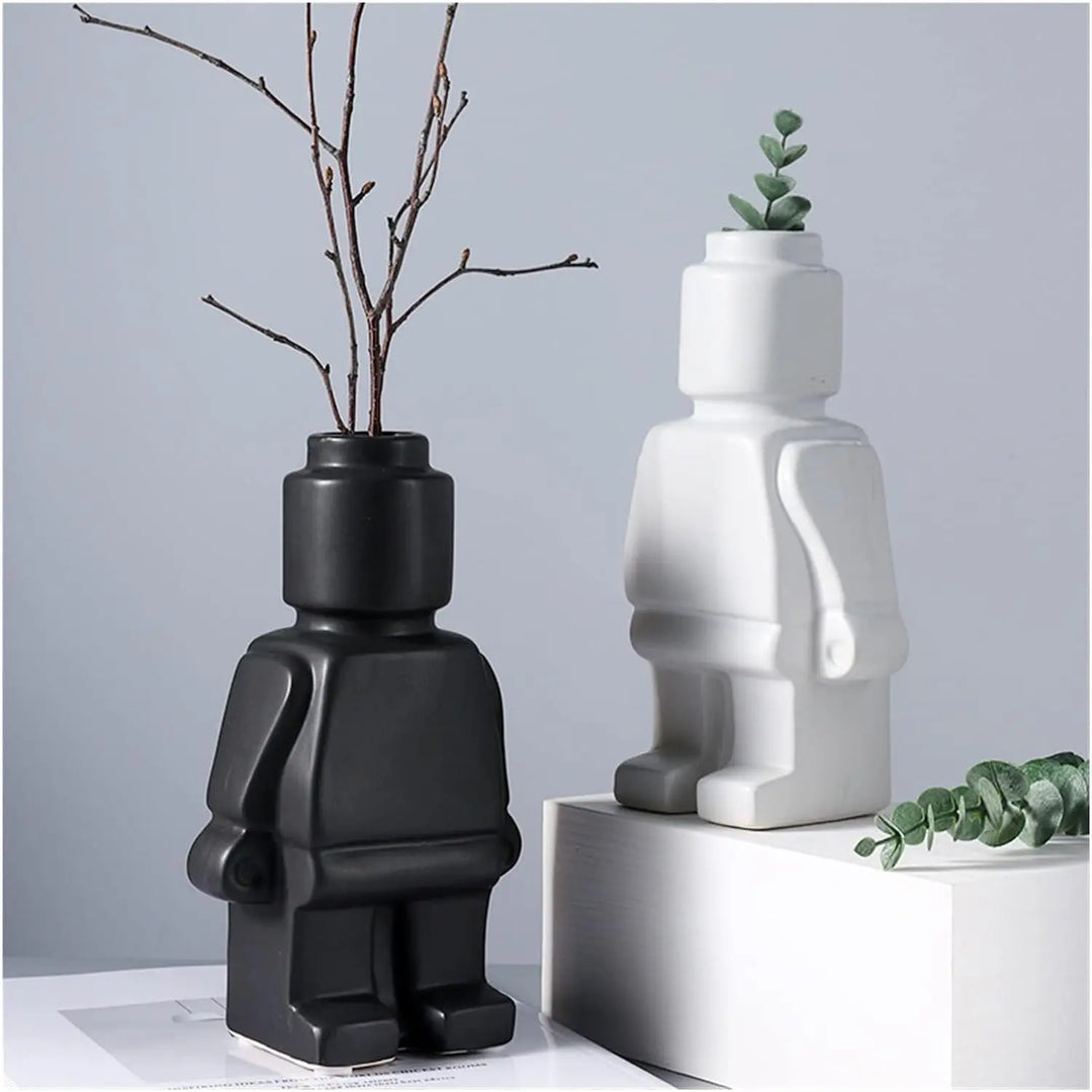 Lego-inspireret Keramisk Blomsterpotte i Minimalistisk Design
