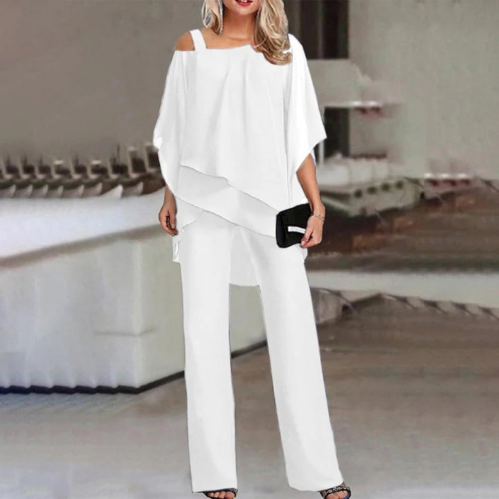 Celeste | Kvinders Chiffon Overlay Jumpsuit med Kold Skulder