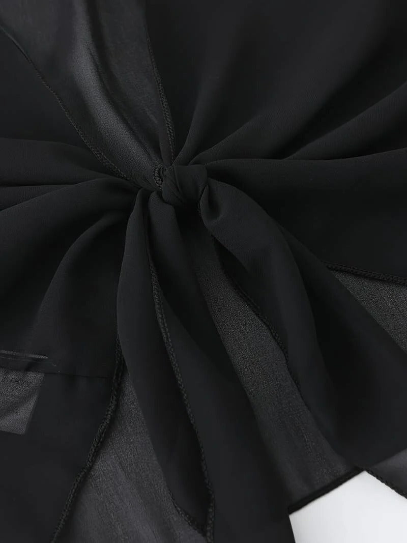 Brisa | Kvinders Tie Front Gennemsigtig Bluse Åben Front 3/4 Ærme Top