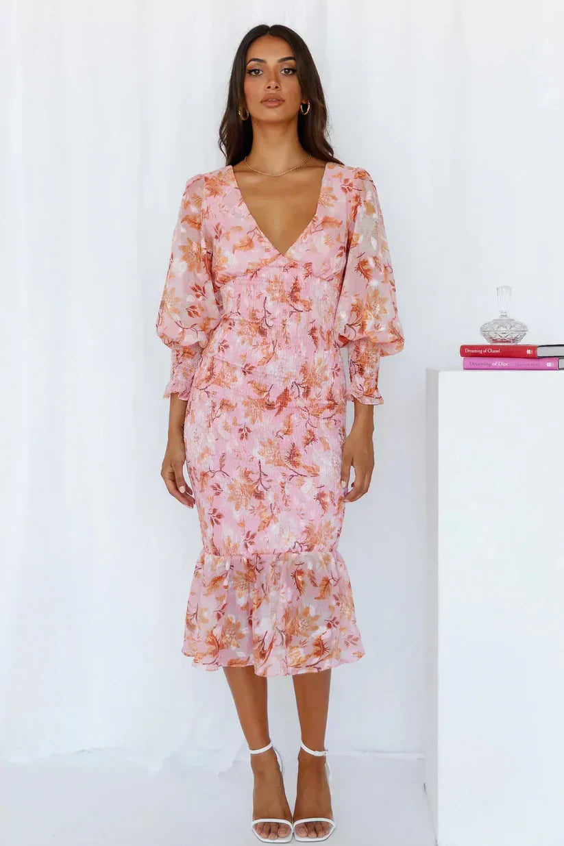 Julia | Blomsterkjole til Bryllupsgæster for Kvinder - Aftenmode