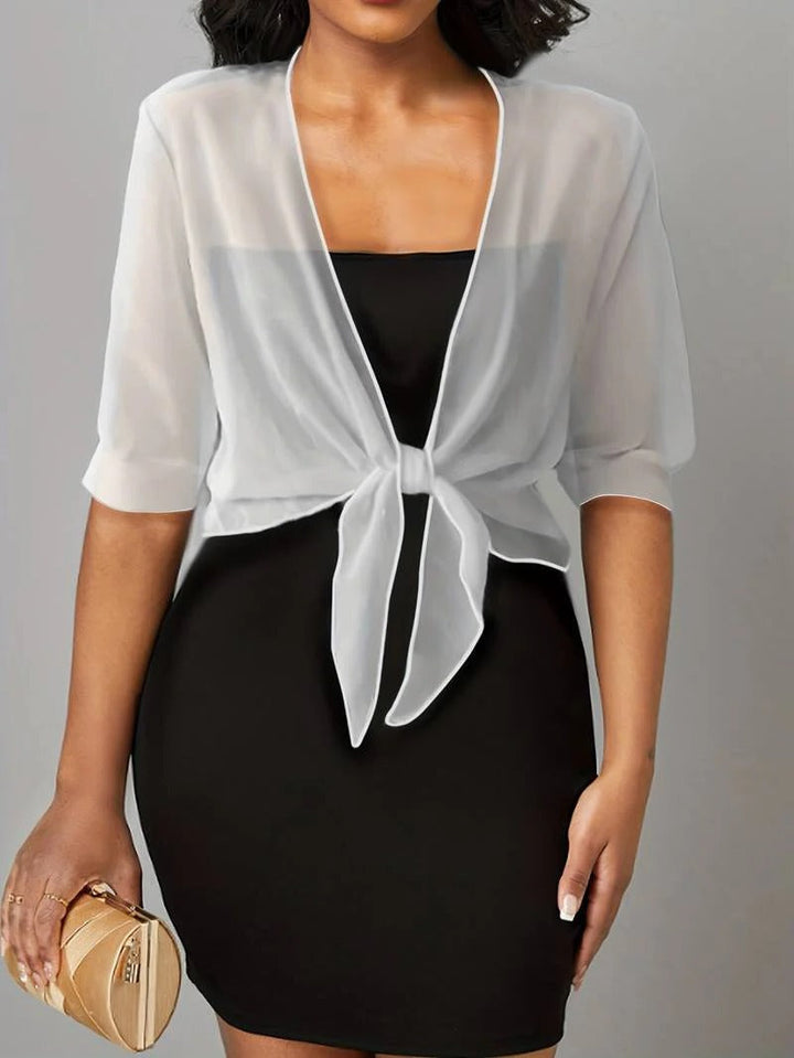 Brisa | Kvinders Tie Front Gennemsigtig Bluse Åben Front 3/4 Ærme Top
