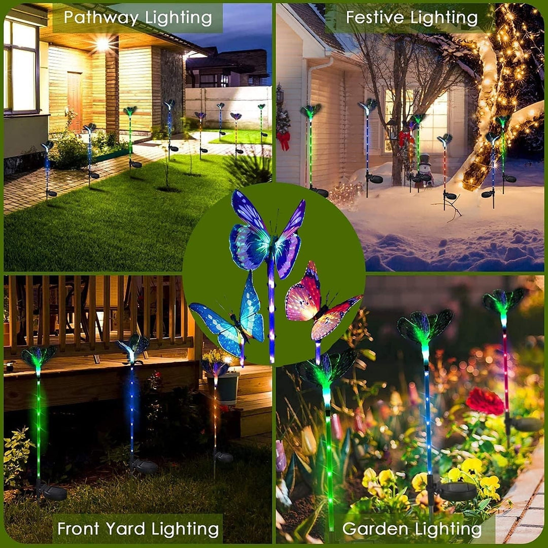 Farveskiftende Solcelle Sommerfugl Stakelampe til Have og Terrasse