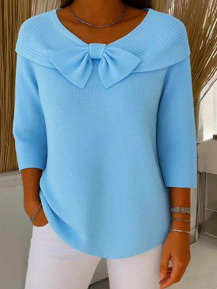 Alana™ | Kvinders Sweater med Sløjfe og Rund Udsnit