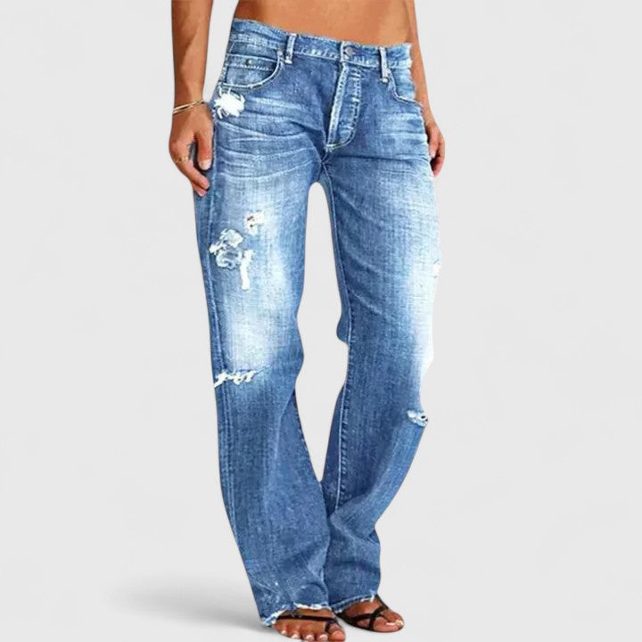 Sadie | Kvinders Lavtaljede Slidte Straight Leg Jeans