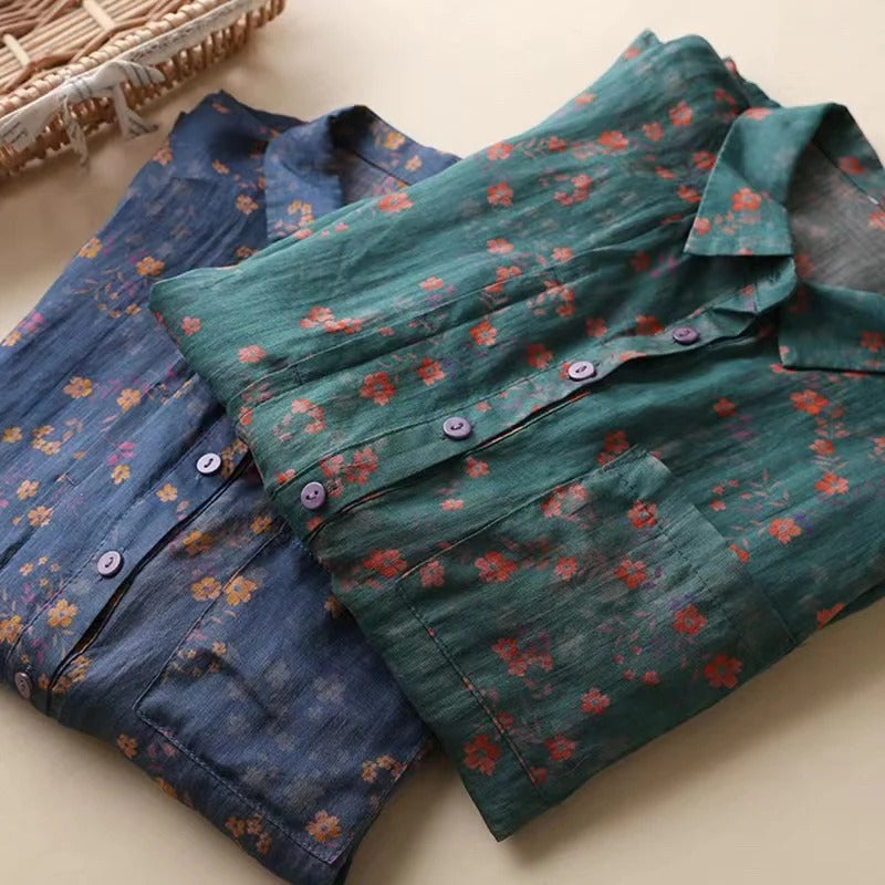 Annette™ | Blomster Halv-Placket Skjorte