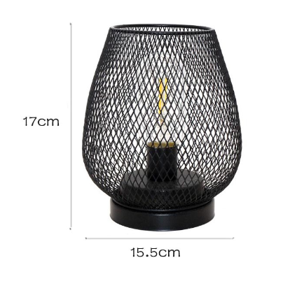 Industrielt Metal Bordlampe Sæt med Mesh-finish og Varmt Lys