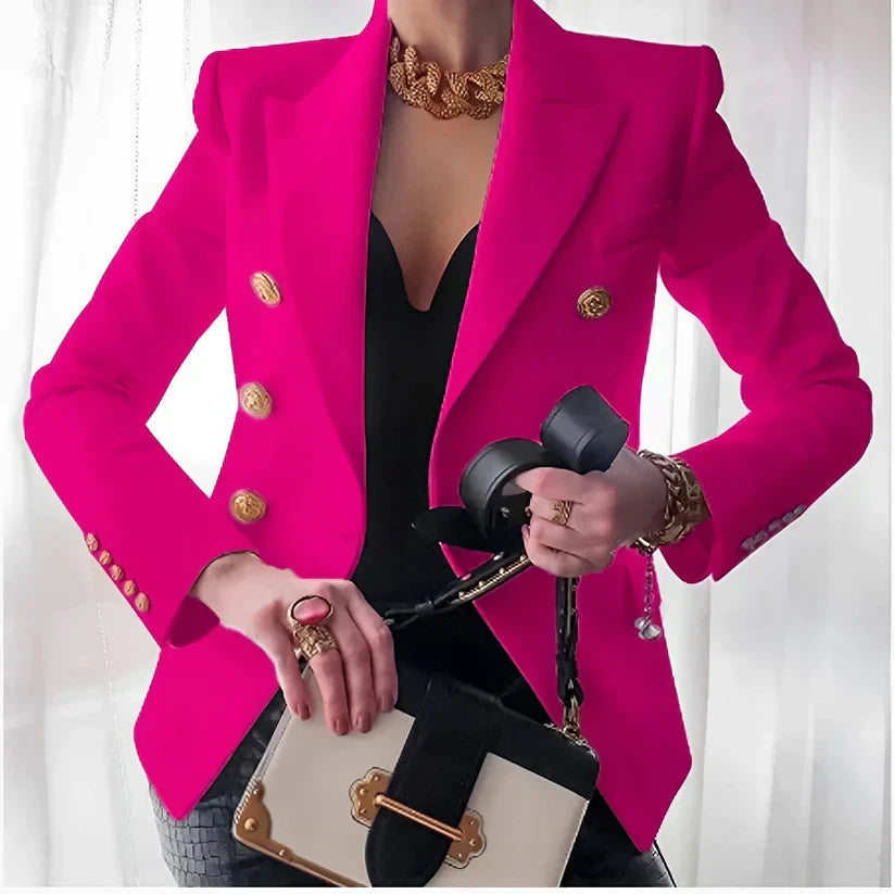 Monroe | Kvinders Klassiske Dobbeltradet Blazer med Guldknapper